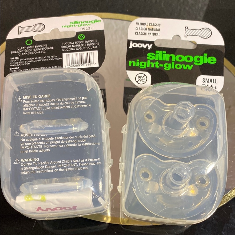 Joovy Silinoogie Night-Glow Pacifiers - Clear